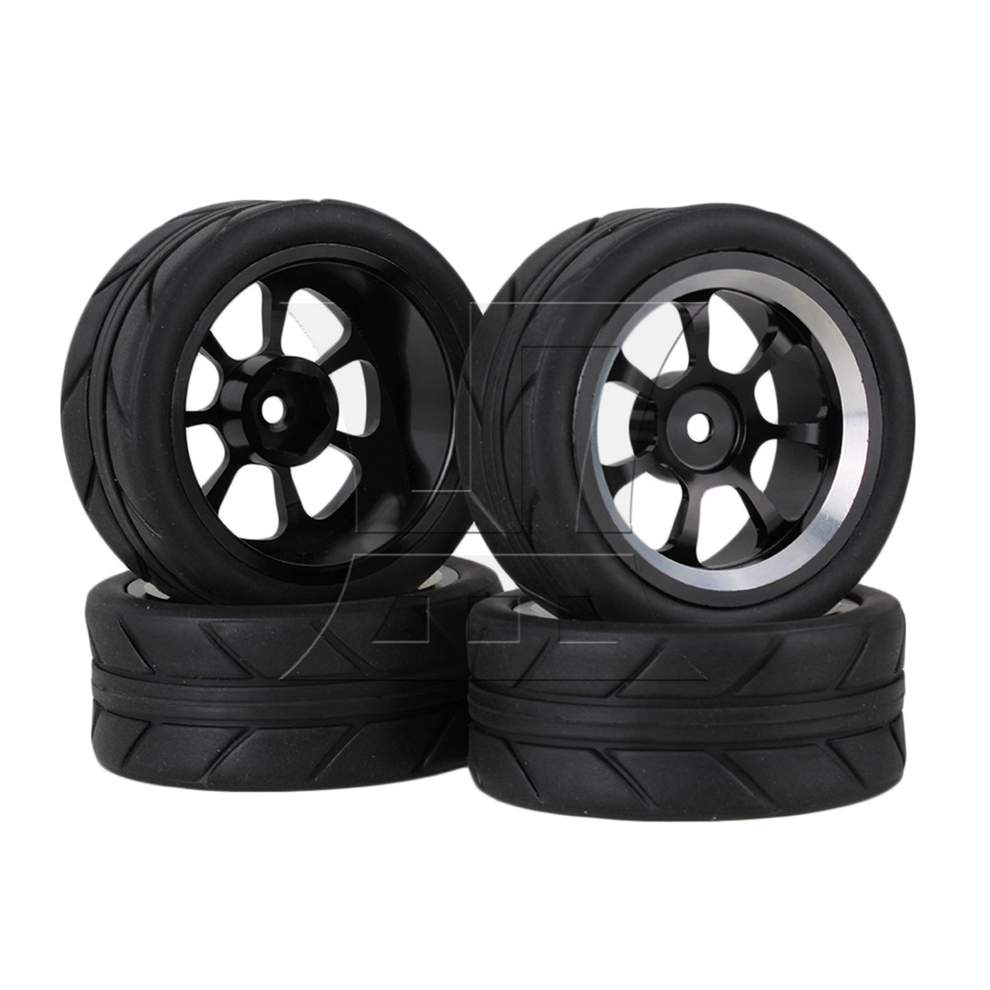 BQLZR RC1:10 On Road Car Black Rubber Tyres Plastic Wheel Rims10 Spoke