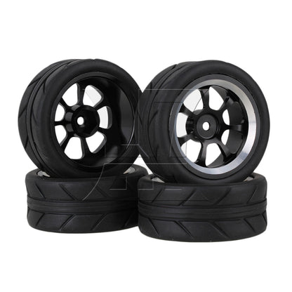 BQLZR RC1:10 On Road Car Black Rubber Tyres Plastic Wheel Rims10 Spoke