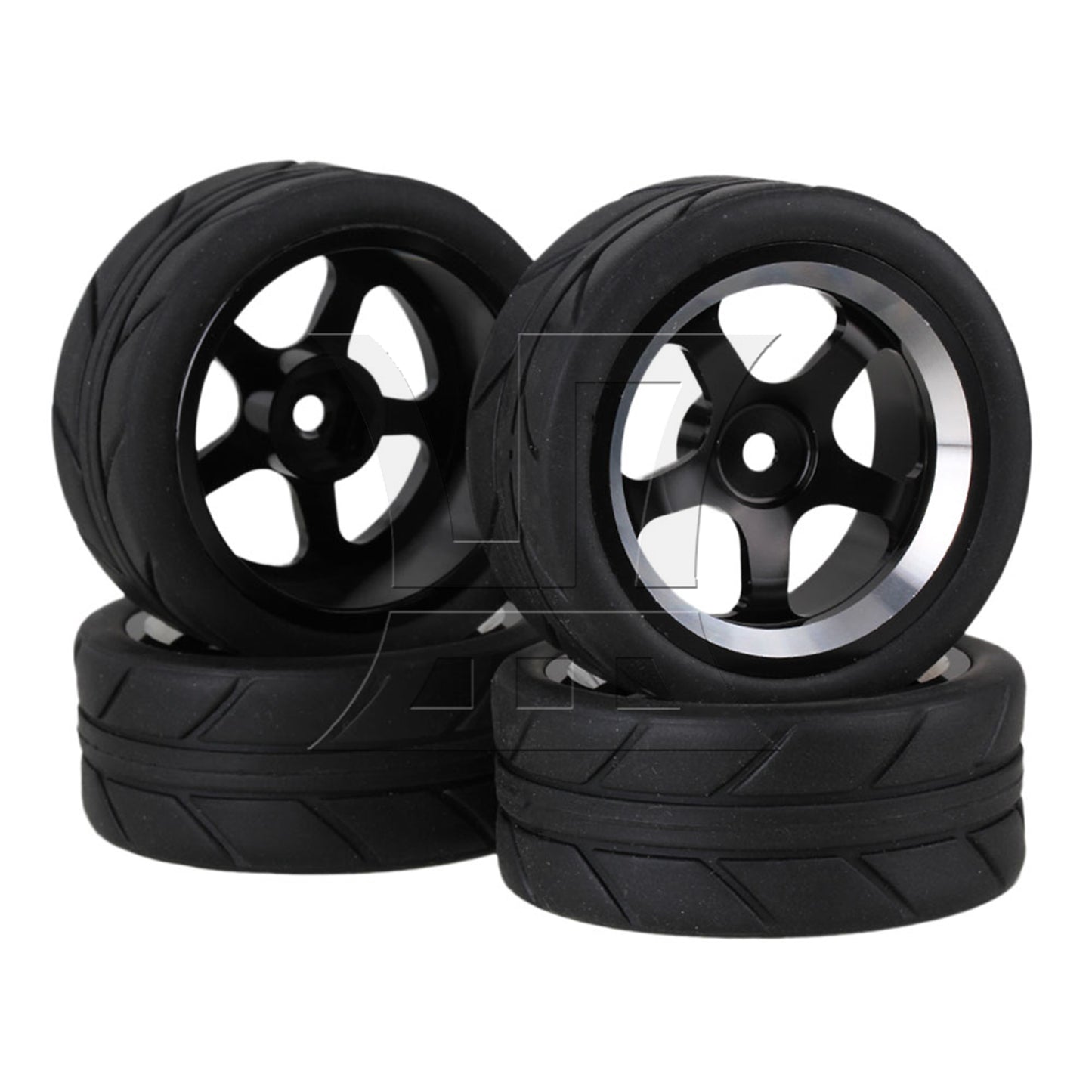 BQLZR RC1:10 On Road Car Black Rubber Tyres Plastic Wheel Rims10 Spoke