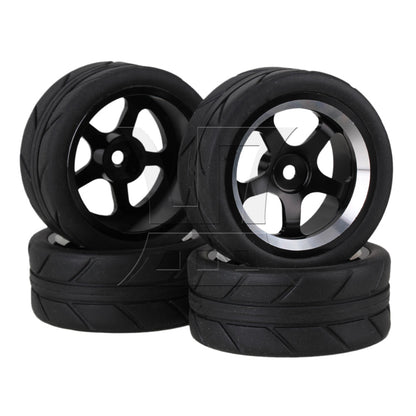 BQLZR RC1:10 On Road Car Black Rubber Tyres Plastic Wheel Rims10 Spoke