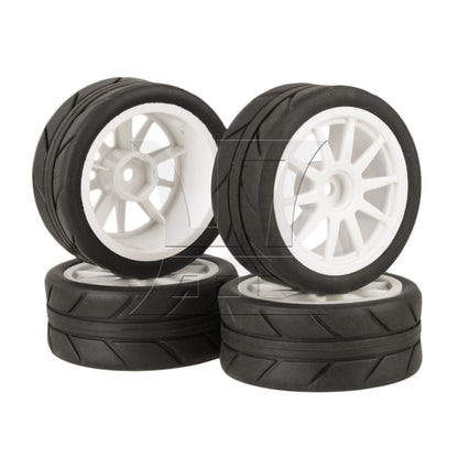 BQLZR RC1:10 On Road Car Black Rubber Tyres Plastic Wheel Rims10 Spoke