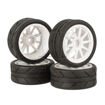 BQLZR White Plastic 10-Spoke Wheel Rims for RC1:10 On-Road Car & Drift Car Set of 4