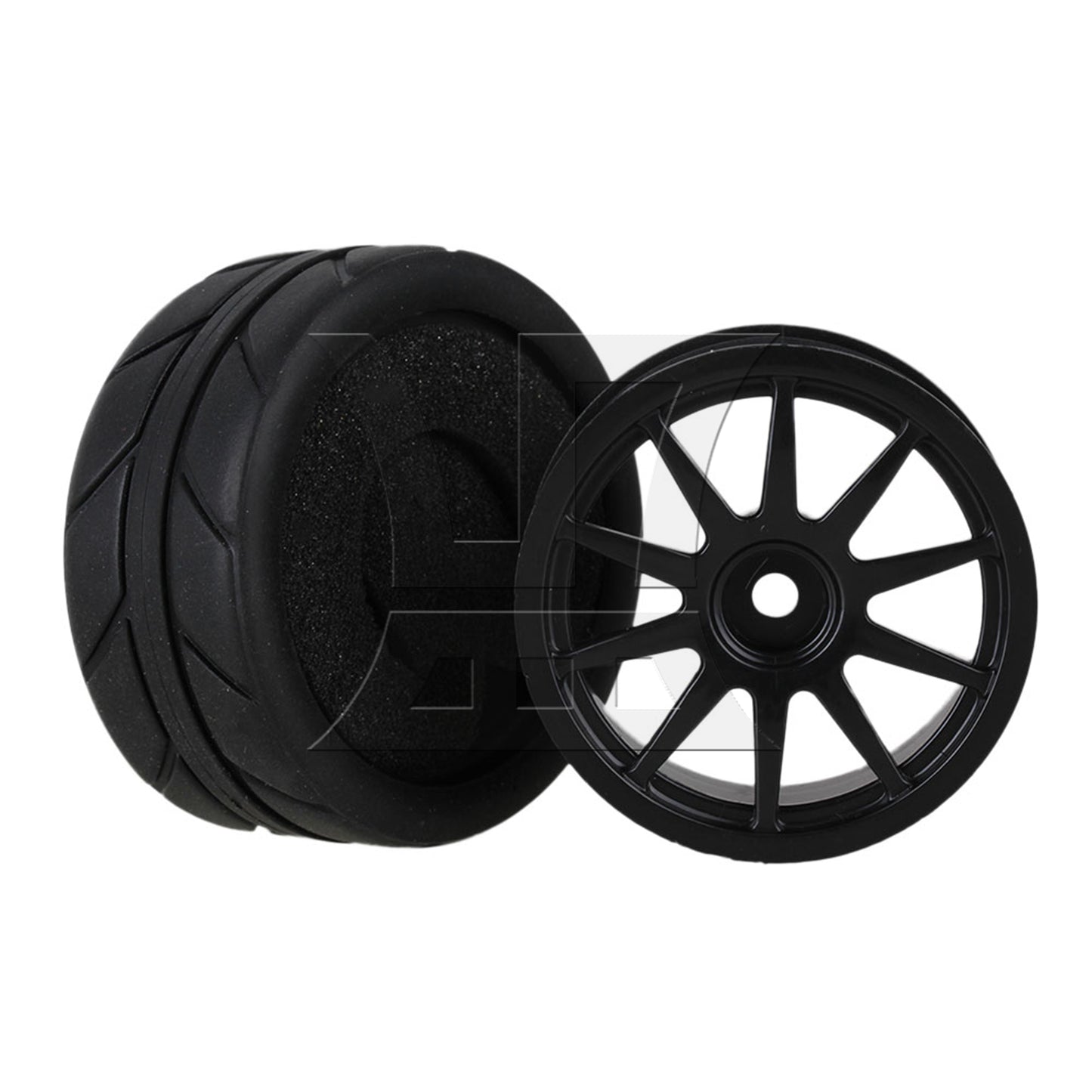 BQLZR RC1:10 On Road Car Black Rubber Tyres Plastic Wheel Rims10 Spoke