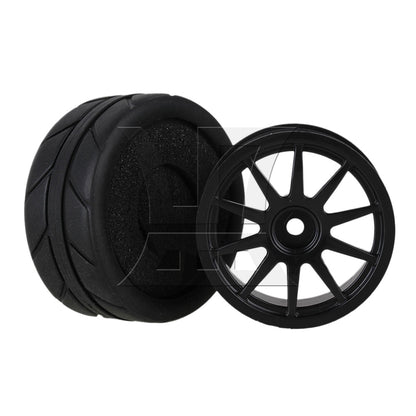 BQLZR RC1:10 On Road Car Black Rubber Tyres Plastic Wheel Rims10 Spoke