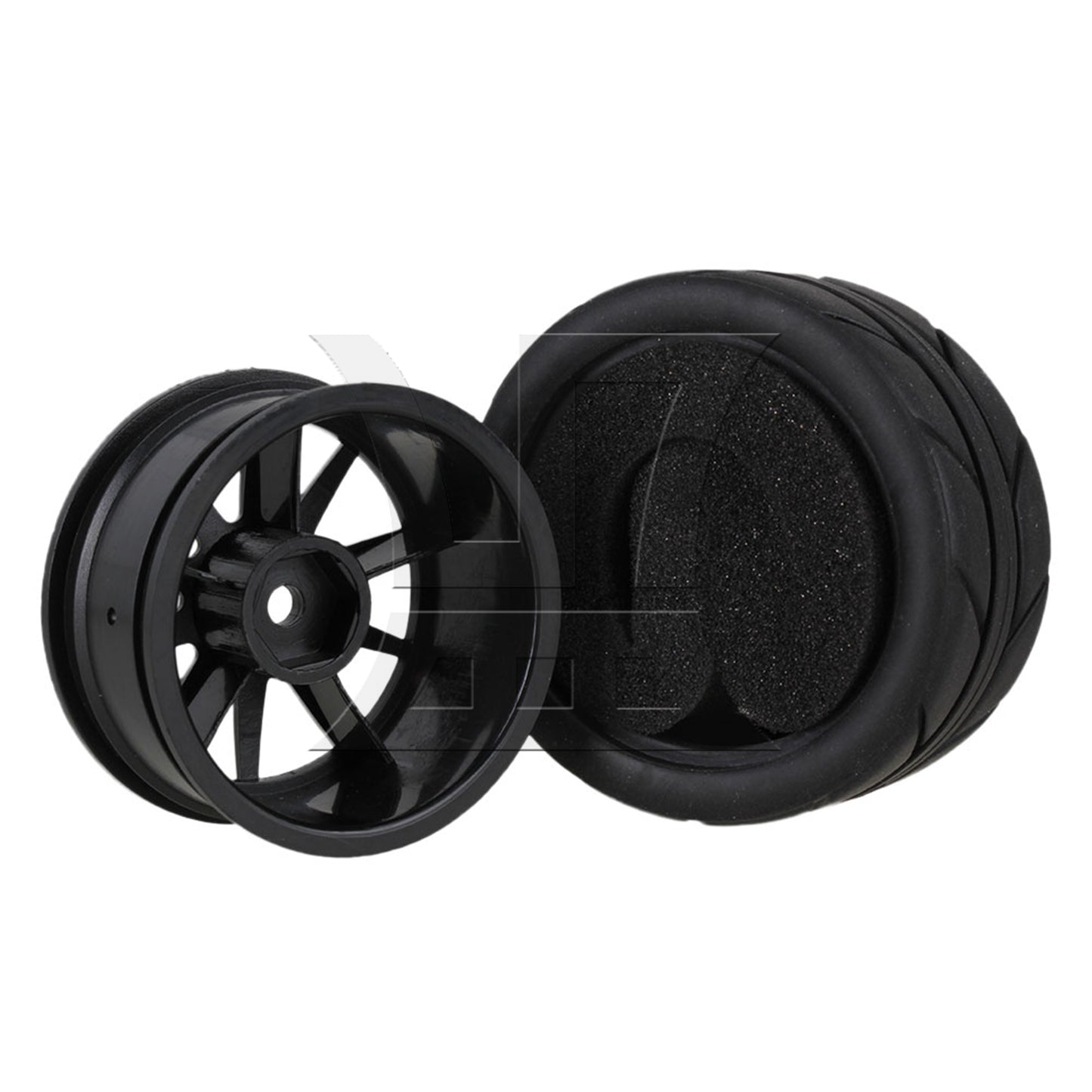 BQLZR RC1:10 On Road Car Black Rubber Tyres Plastic Wheel Rims10 Spoke