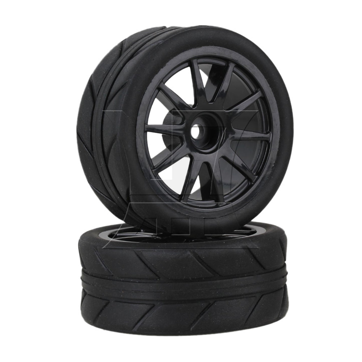 BQLZR RC1:10 On Road Car Black Rubber Tyres Plastic Wheel Rims10 Spoke