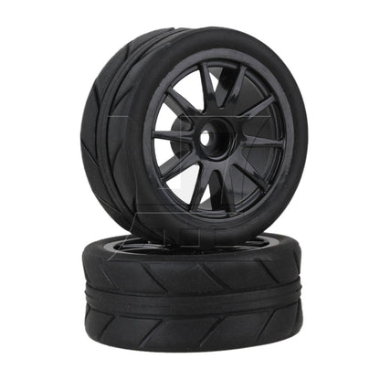 BQLZR RC1:10 On Road Car Black Rubber Tyres Plastic Wheel Rims10 Spoke