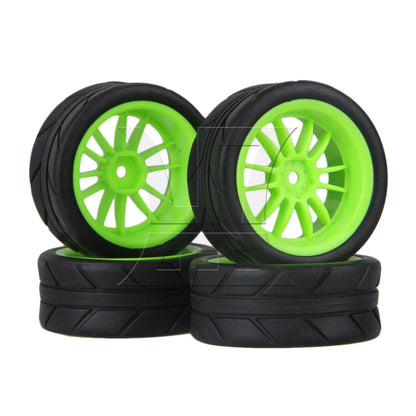 BQLZR RC1:10 On Road Car Black Rubber Tyres Plastic Wheel Rims10 Spoke