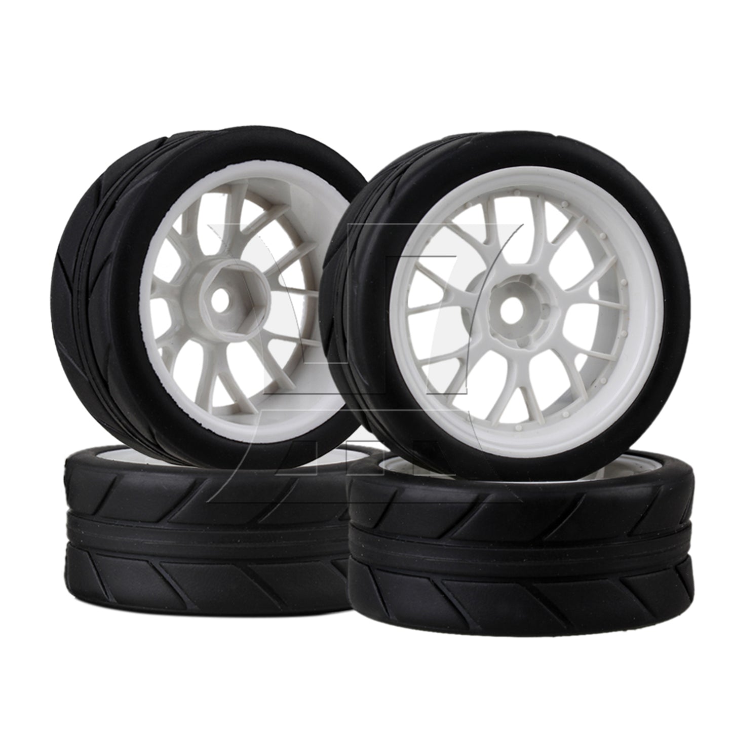 BQLZR RC1:10 On Road Car Black Rubber Tyres Plastic Wheel Rims10 Spoke