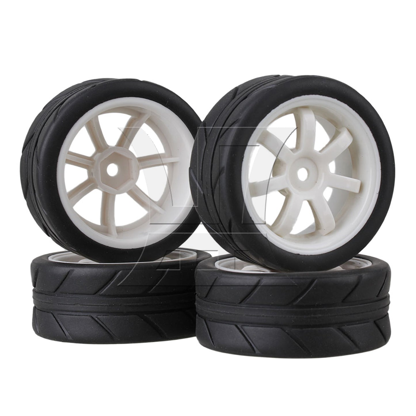 BQLZR RC1:10 On Road Car Black Rubber Tyres Plastic Wheel Rims10 Spoke