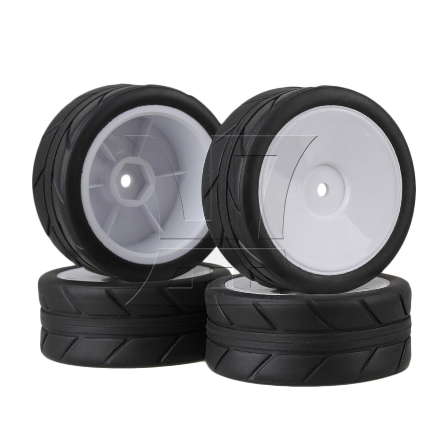 BQLZR RC1:10 On Road Car Black Rubber Tyres Plastic Wheel Rims10 Spoke