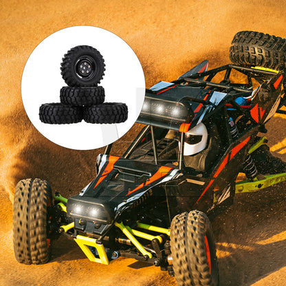 BQLZR 4x Black Plastic Wheel Rims w/Screws Rubber Tires fit RC 1:10 Class Rock Crawler