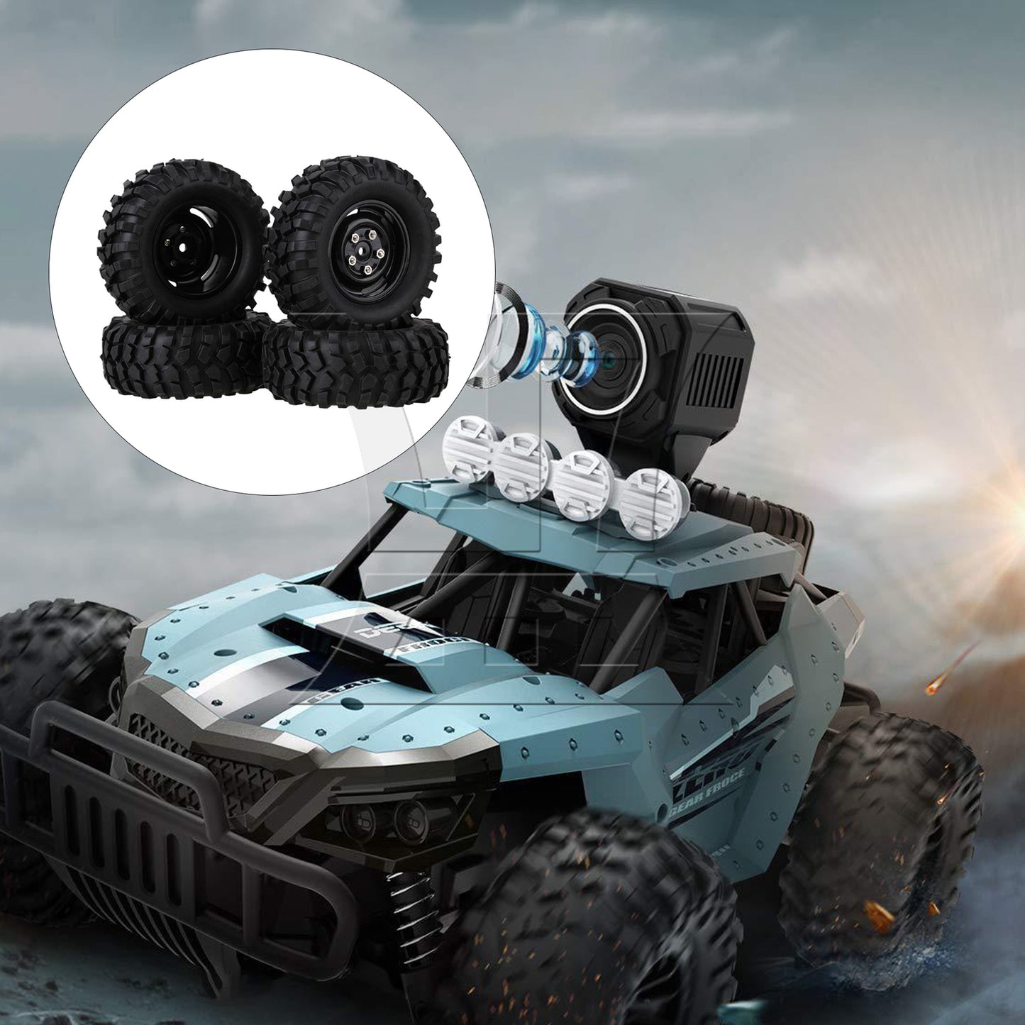 BQLZR 4x Black Plastic Wheel Rims w/Screws Rubber Tires fit RC 1:10 Class Rock Crawler