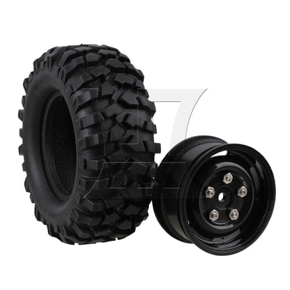 BQLZR Black Plastic Wheel Rims w/Screws Rubber Tires fit RC 1:10 Class Rock Crawler