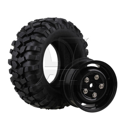 BQLZR Black Plastic Wheel Rims w/Screws Rubber Tires fit RC 1:10 Class Rock Crawler