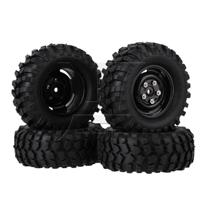 BQLZR 4x Black Plastic Wheel Rims w/Screws Rubber Tires fit RC 1:10 Class Rock Crawler