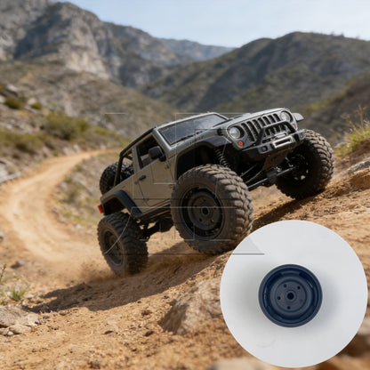 BQLZR Black Plastic Wheel Rims w/Screws Rubber Tires fit RC 1:10 Class Rock Crawler