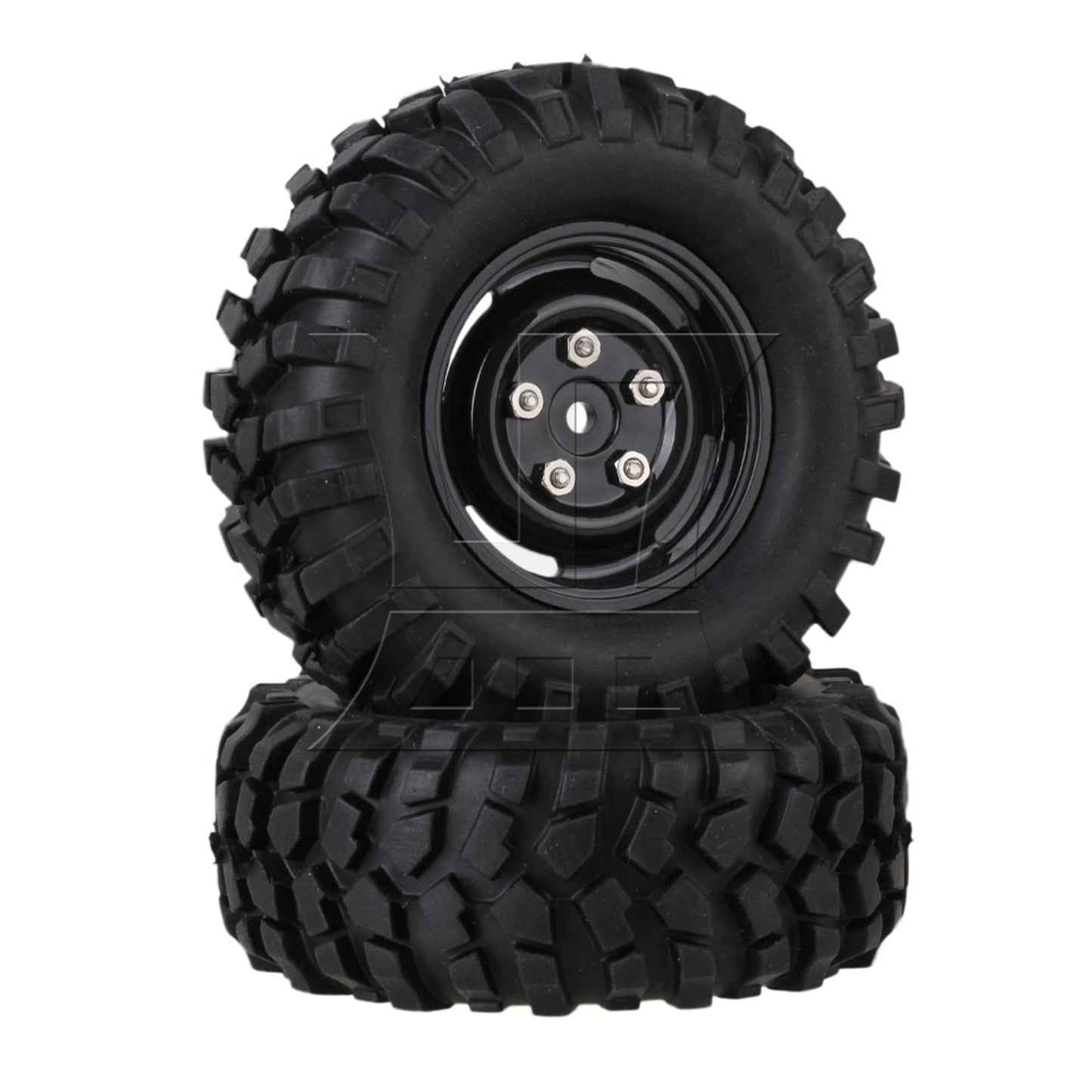 BQLZR Black Plastic Wheel Rims w/Screws Rubber Tires fit RC 1:10 Class Rock Crawler