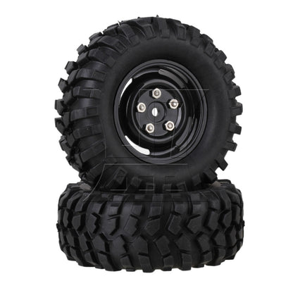 BQLZR 4x Black Plastic Wheel Rims w/Screws Rubber Tires fit RC 1:10 Class Rock Crawler