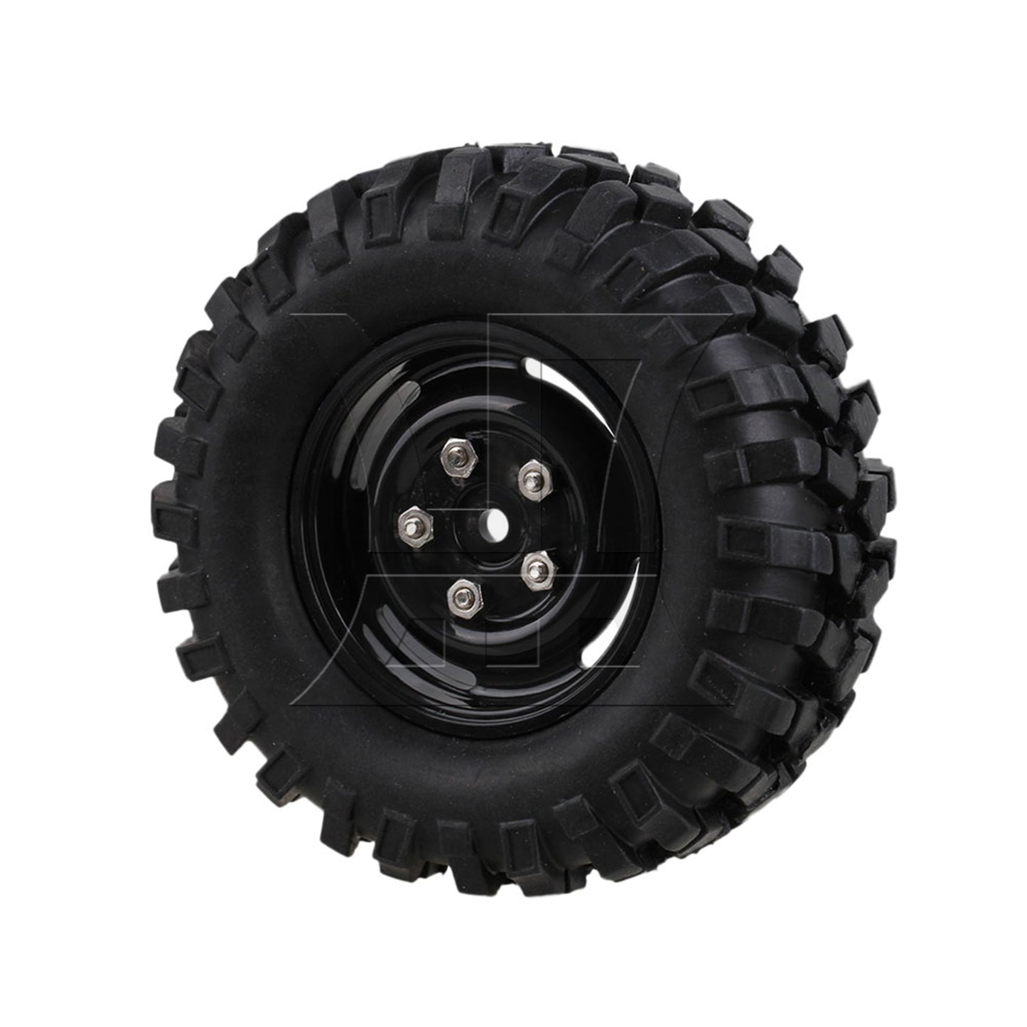 BQLZR Black Plastic Wheel Rims w/Screws Rubber Tires fit RC 1:10 Class Rock Crawler