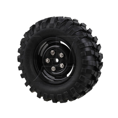 BQLZR 4x Black Plastic Wheel Rims w/Screws Rubber Tires fit RC 1:10 Class Rock Crawler