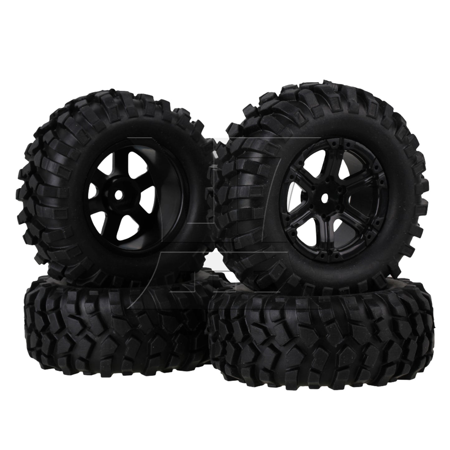 BQLZR 4x RC1:10 Plastic 6-Spoke Wheel Rim w/ Rubber Tyre Kit for On Road & Rally Car