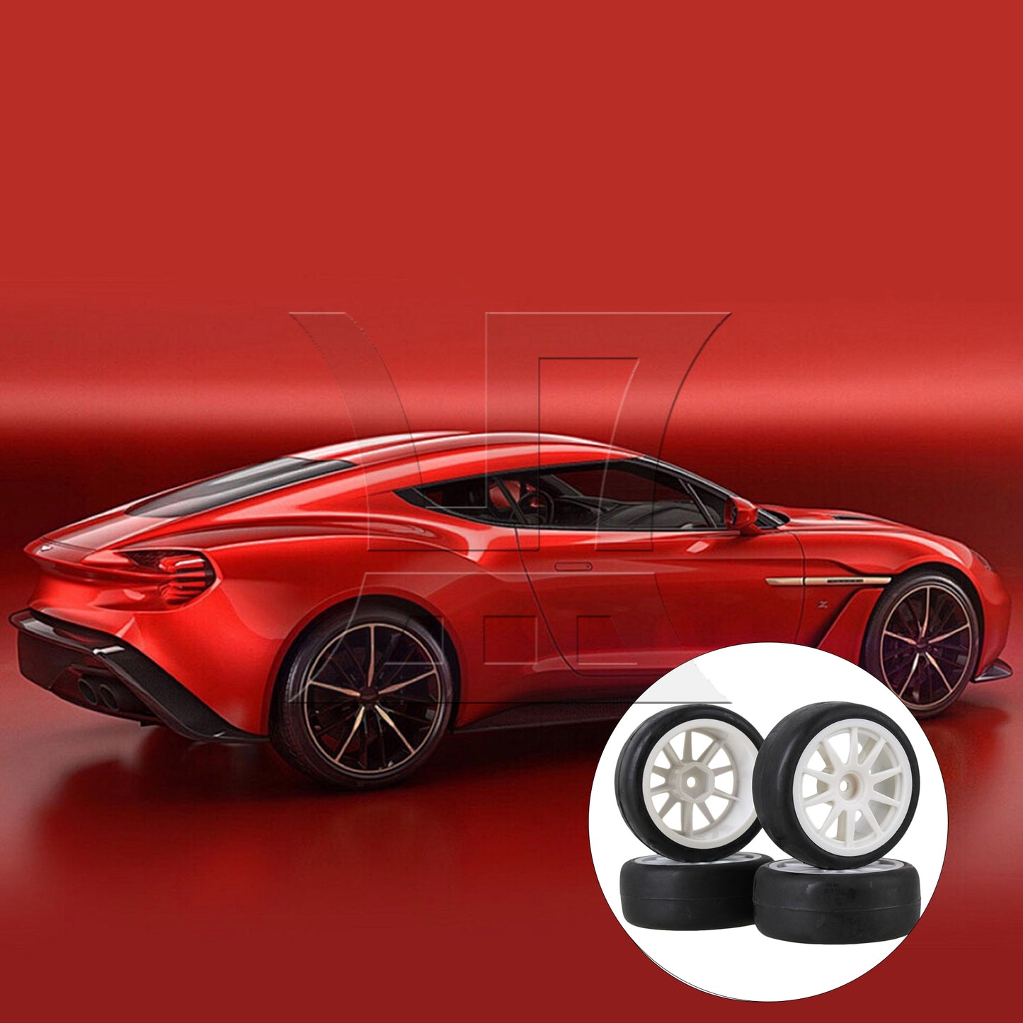 BQLZR  RC 1:10 On-Road Car Smooth Rubber Tire & White 10-Spoke Plastic Wheel Rims