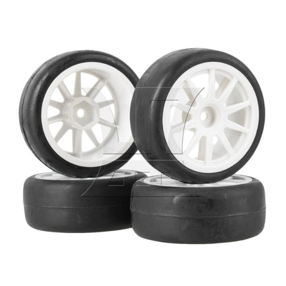 BQLZR White Plastic 10-Spoke Wheel Rims for RC1:10 On-Road Car & Drift Car Set of 4