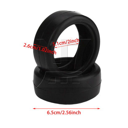 BQLZR  RC 1:10 On-Road Car Smooth Rubber Tire & White 10-Spoke Plastic Wheel Rims