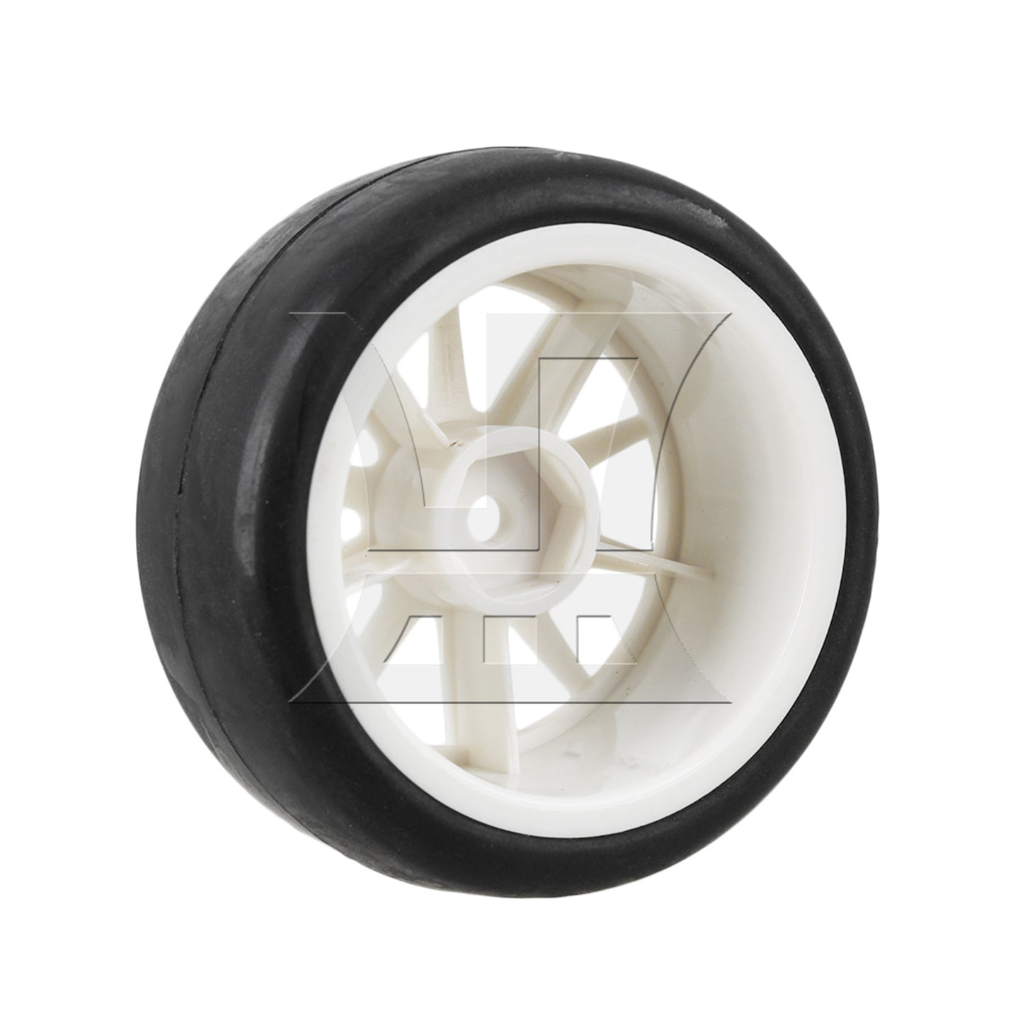 BQLZR  RC 1:10 On-Road Car Smooth Rubber Tire & White 10-Spoke Plastic Wheel Rims