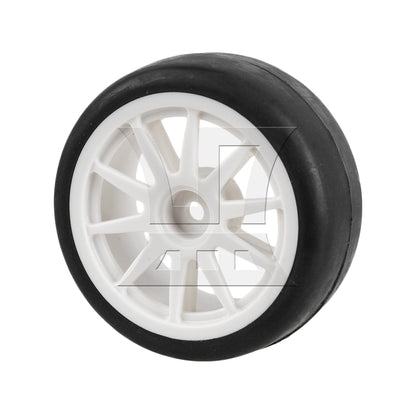 BQLZR  RC 1:10 On-Road Car Smooth Rubber Tire & White 10-Spoke Plastic Wheel Rims