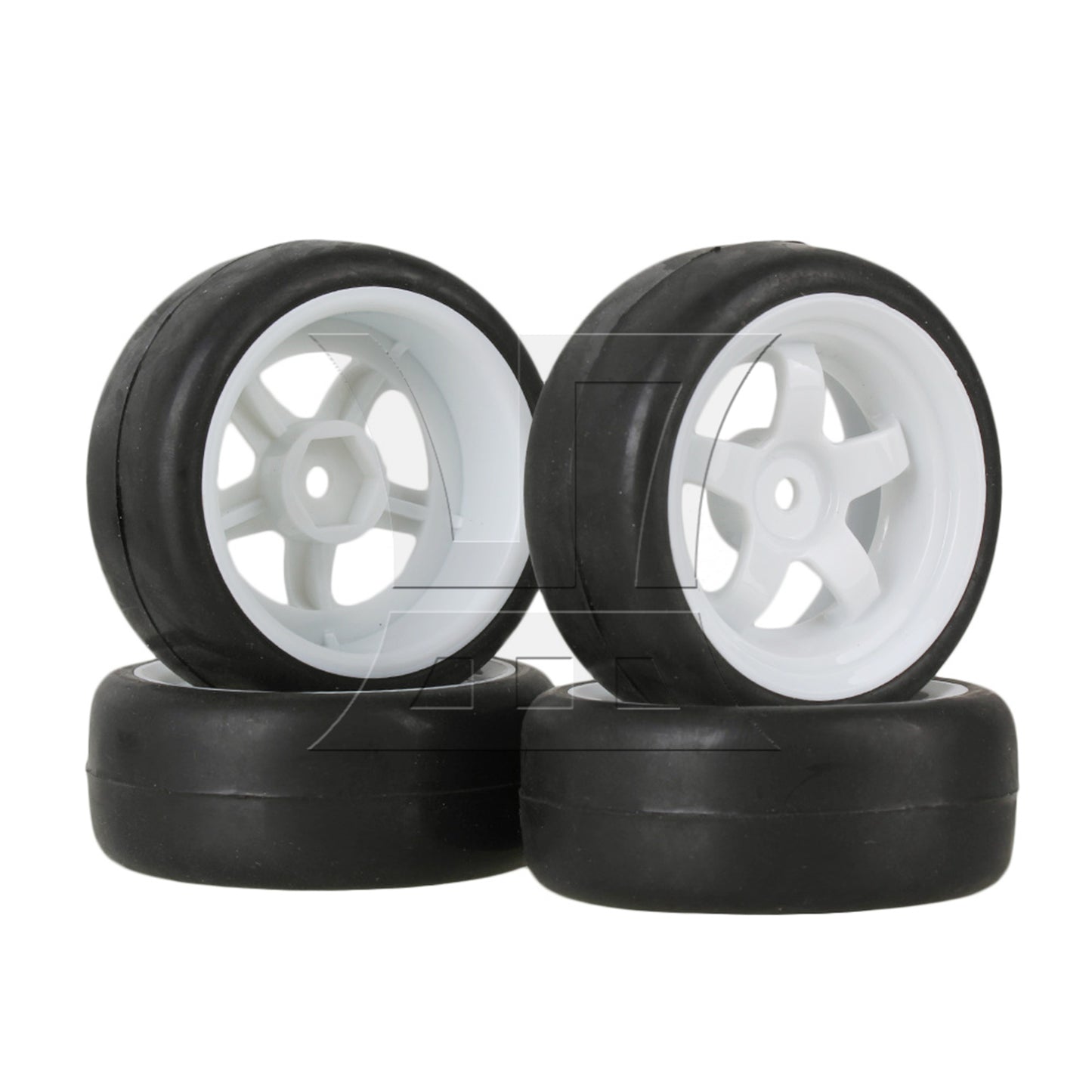BQLZR 4pcs RC1:10 On-Road&Drift CarPlastic Wheel Rim with 5Spoke 52mm Dia White