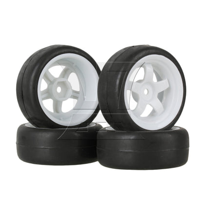 BQLZR 4pcs RC1:10 On-Road&Drift CarPlastic Wheel Rim with 5Spoke 52mm Dia White
