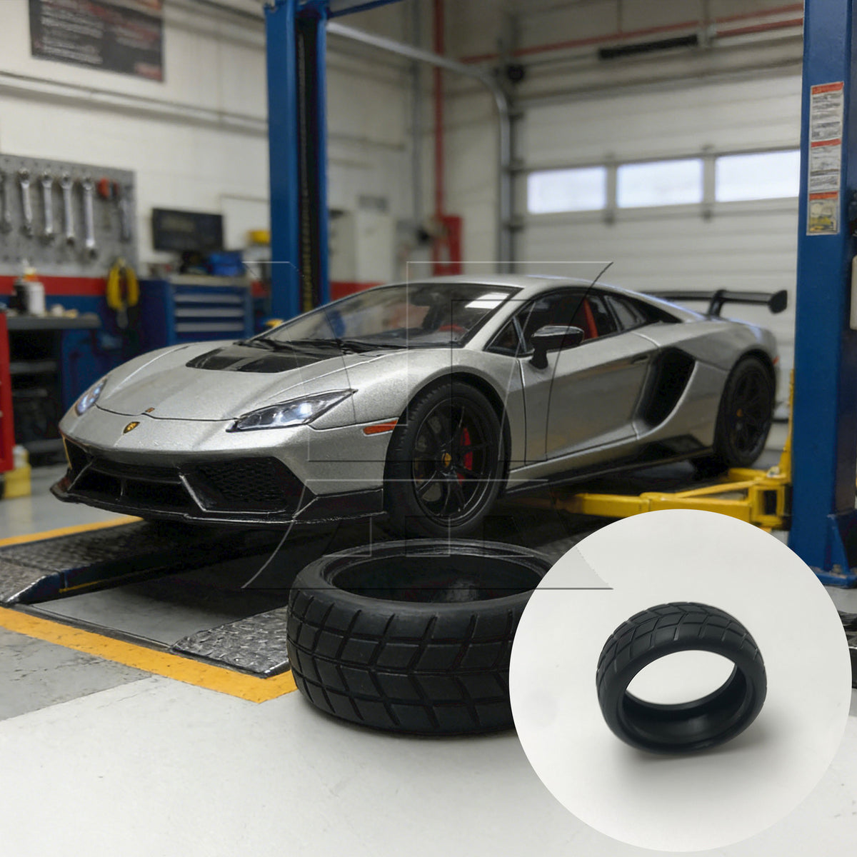 BQLZR 4x RC 1:10 On-Road Car Rubber Smooth Tires + White Y-shape Plastic Wheel Rims