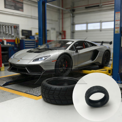 BQLZR 4x RC 1:10 On-Road Car Rubber Smooth Tires + White Y-shape Plastic Wheel Rims