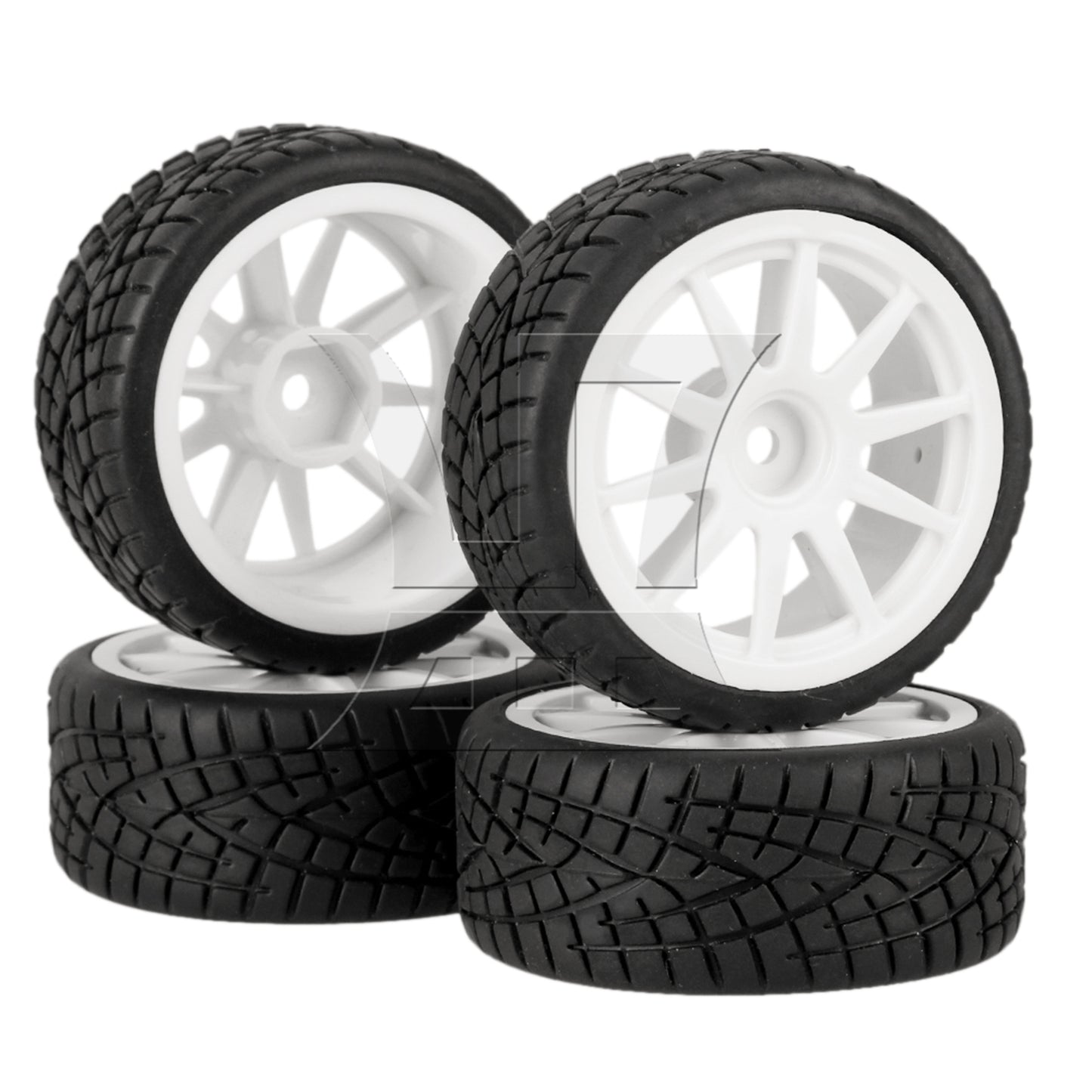 BQLZR White Plastic 10-Spoke Wheel Rims for RC1:10 On-Road Car & Drift Car Set of 4