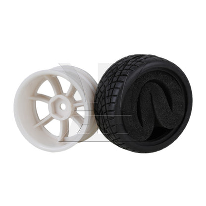 BQLZR 4x RC 1:10 On-Road Car Rubber Smooth Tires & White 7-Spoke Plastic Wheel Rims