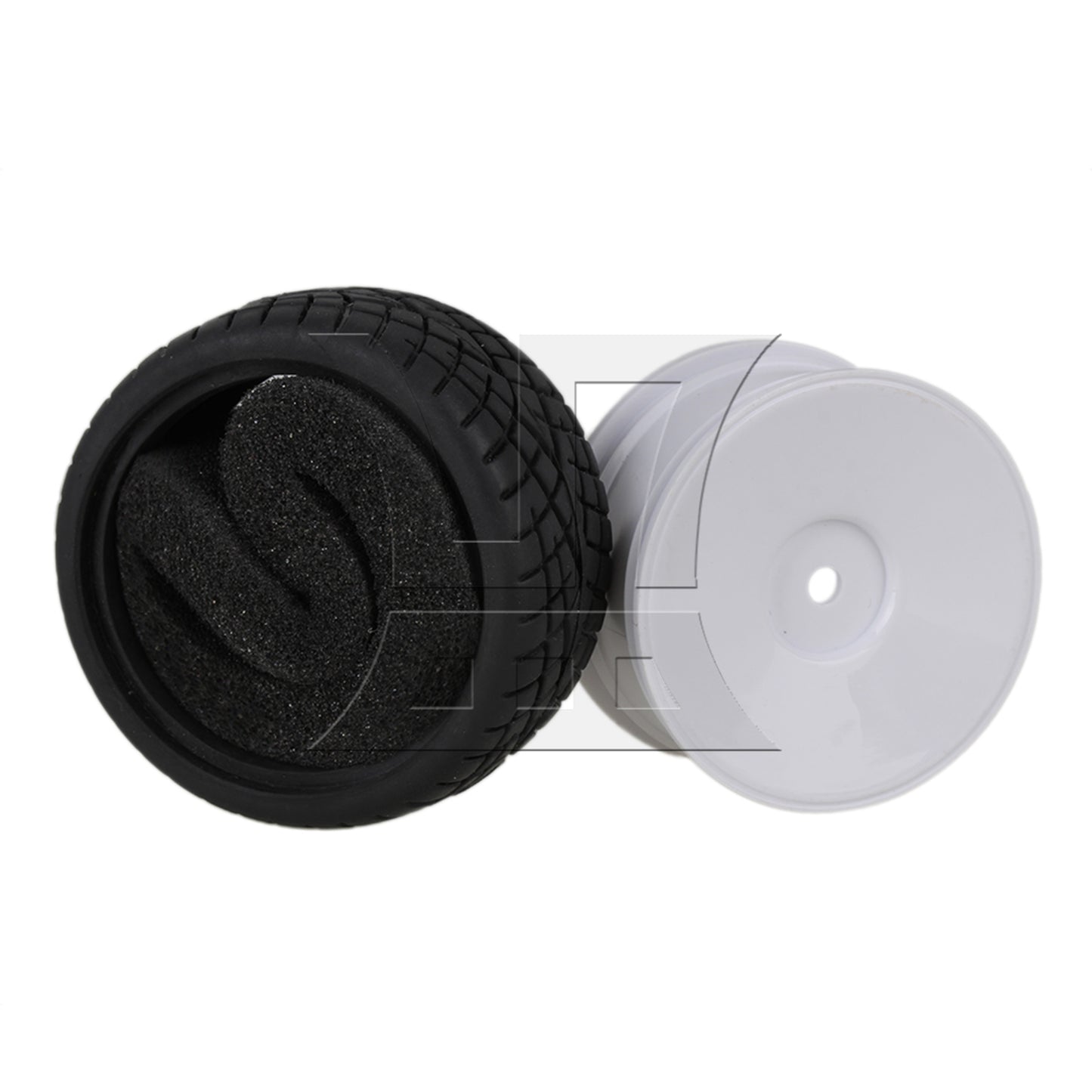BQLZR RC1:10 On-road Fish Pattern Rubber Tires & Smooth Flat White Wheel Rims