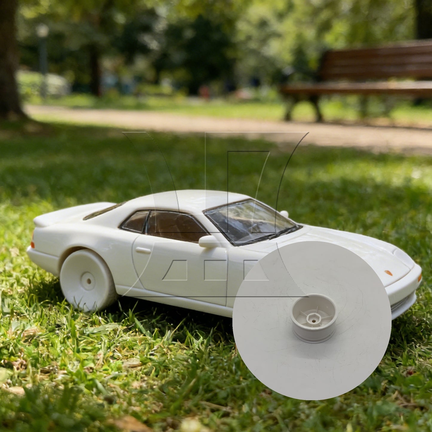 BQLZR RC1:10 On-road Fish Pattern Rubber Tires & Smooth Flat White Wheel Rims