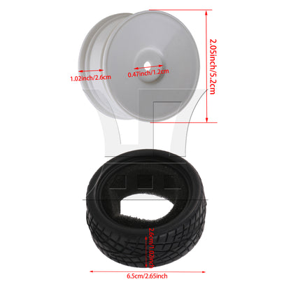 BQLZR RC1:10 On-road Fish Pattern Rubber Tires & Smooth Flat White Wheel Rims
