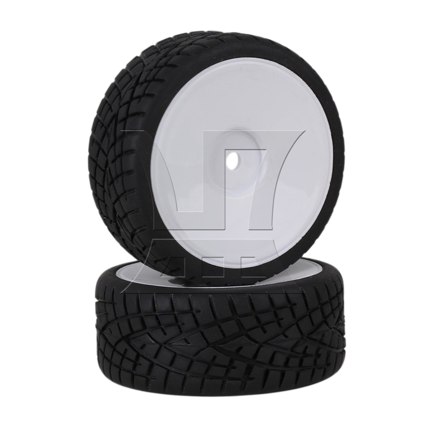 BQLZR RC1:10 On-road Fish Pattern Rubber Tires & Smooth Flat White Wheel Rims