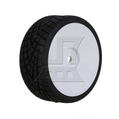 BQLZR RC1:10 On-road Fish Pattern Rubber Tires & Smooth Flat White Wheel Rims