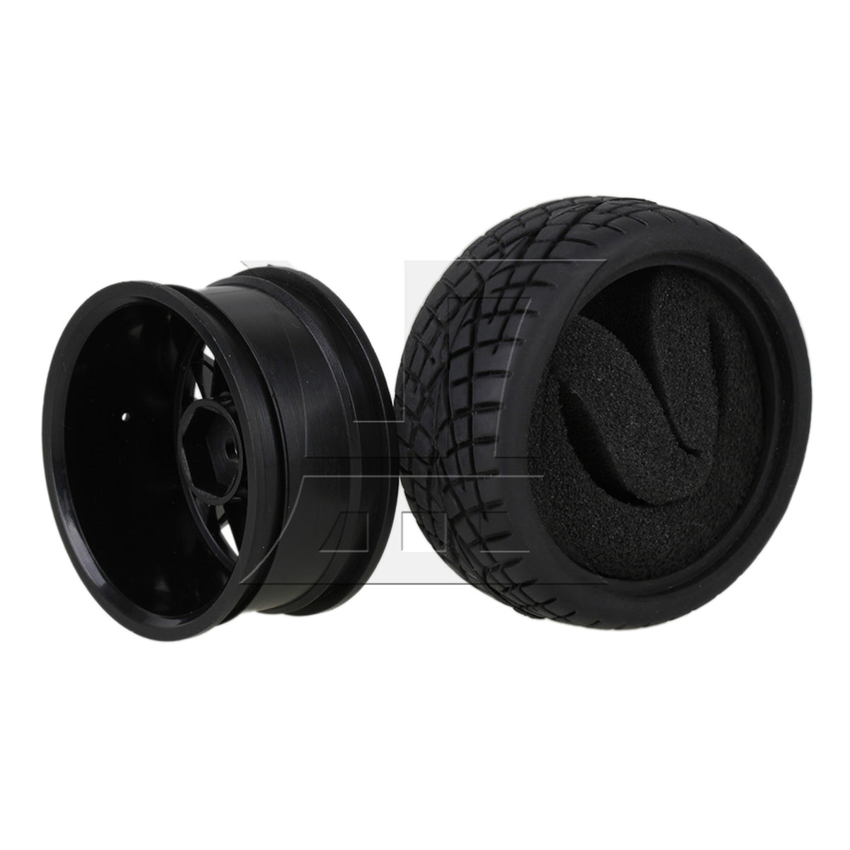 BQLZR 4 x RC1:10 On Road 14-Spoke Wheel Rim Fish Pattern Rubber Tyre 20604 Black