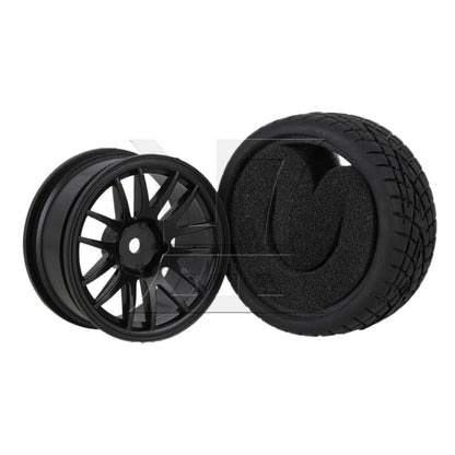 BQLZR 4 x RC1:10 On Road 14-Spoke Wheel Rim Fish Pattern Rubber Tyre 20604 Black