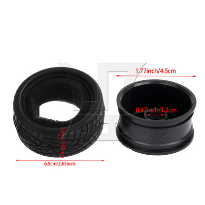 BQLZR 4 x RC1:10 On Road 14-Spoke Wheel Rim Fish Pattern Rubber Tyre 20604 Black