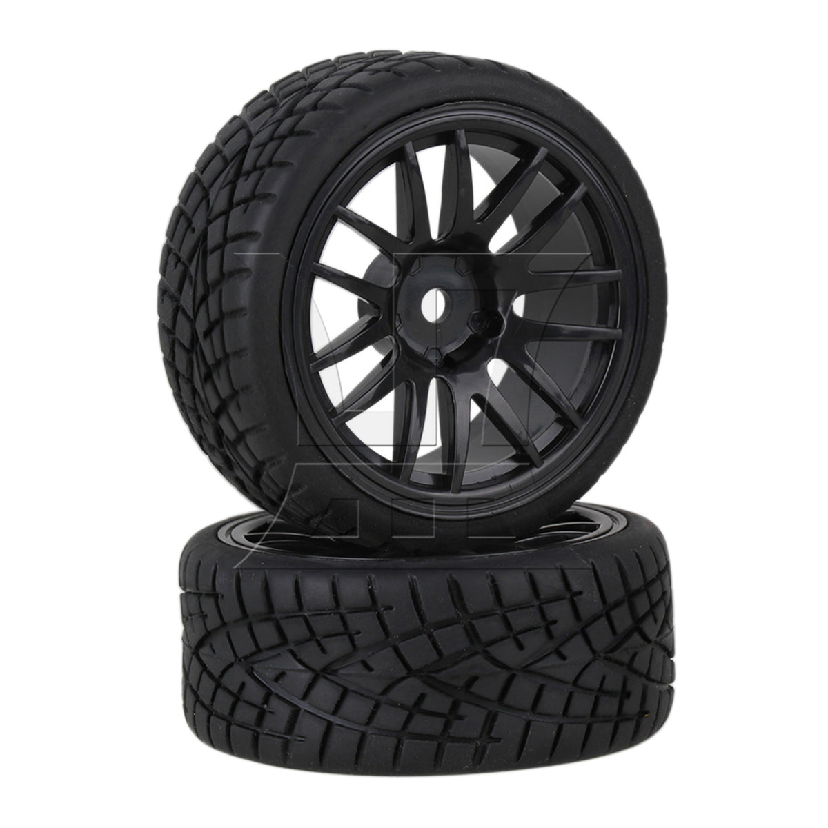 BQLZR 4 x RC1:10 On Road 14-Spoke Wheel Rim Fish Pattern Rubber Tyre 20604 Black