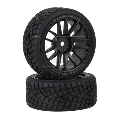 BQLZR 4 x RC1:10 On Road 14-Spoke Wheel Rim Fish Pattern Rubber Tyre 20604 Black