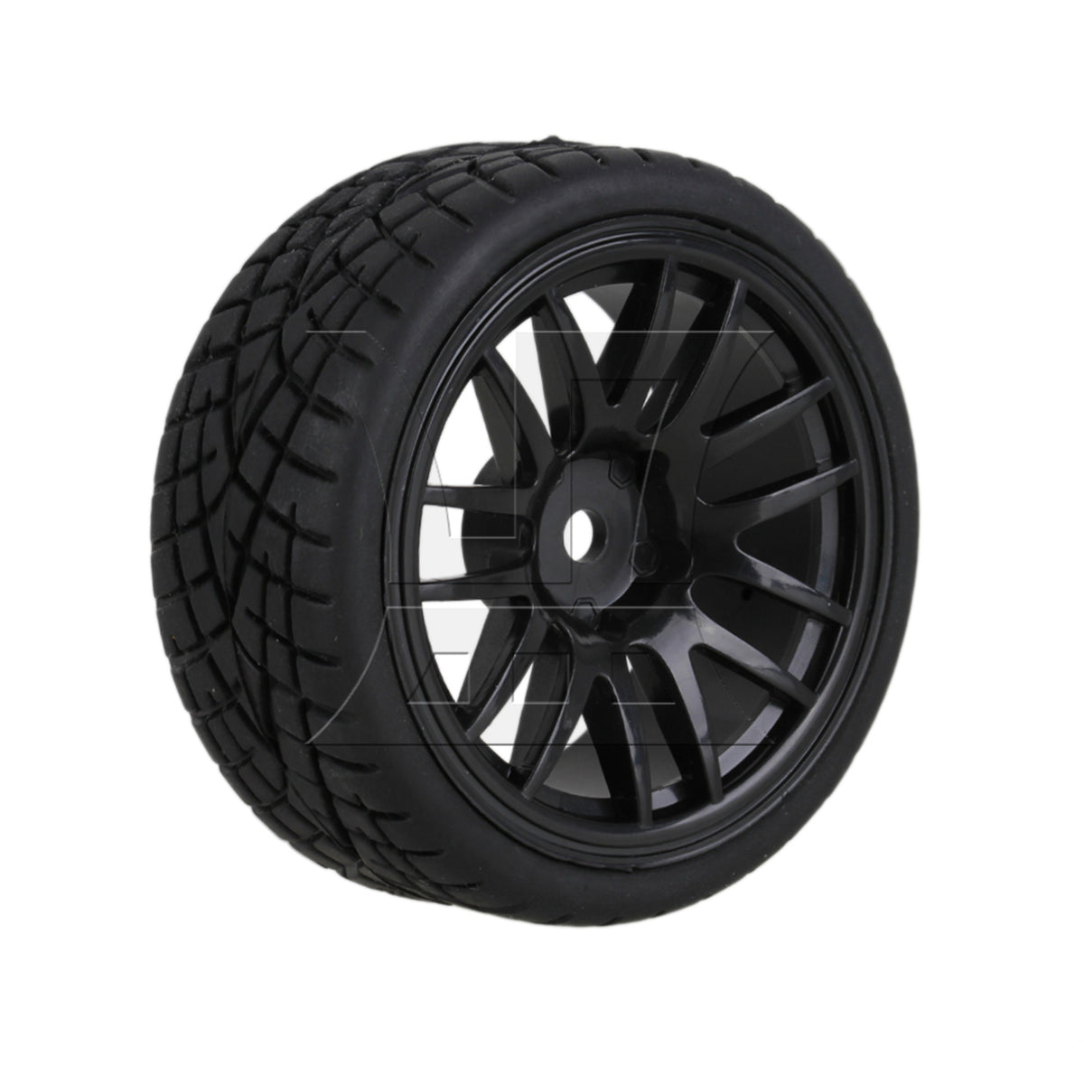 BQLZR 4 x RC1:10 On Road 14-Spoke Wheel Rim Fish Pattern Rubber Tyre 20604 Black
