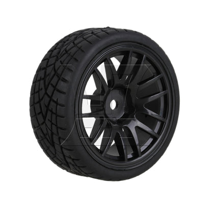 BQLZR 4 x RC1:10 On Road 14-Spoke Wheel Rim Fish Pattern Rubber Tyre 20604 Black