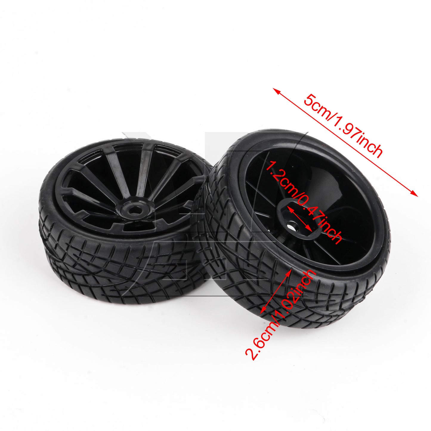 BQLZR  RC1:10 On Road Car Plastic 10-Spoke Wheel Rim Fish Pattern Rubber Tyre Black